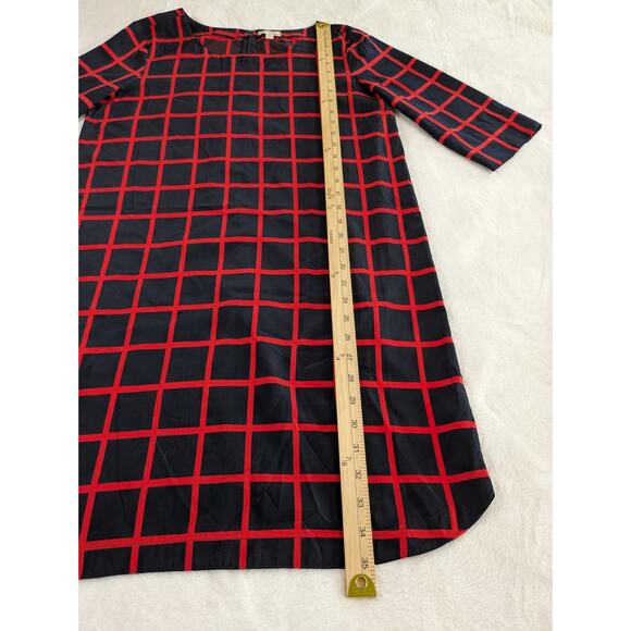 Gap Shift Dress‎ Womens Small Black Red Window Pain Grid Pattern 3/4 Sleeve Midi - Picture 4 of 11